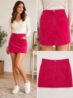 Ann Taylor LOFT Pink Corduroy Mini Skirt Size 10
